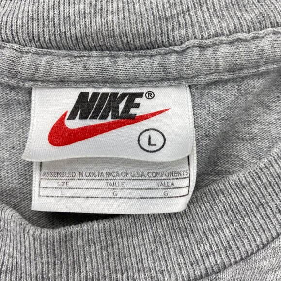 Vintage 90s Nike T-Shirt Men Large L Gray Just Do It Spell Out Graphic Print - Picture 5 of 11